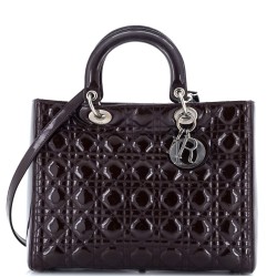 Lady Dior Bag Cannage Quilt Patent Large