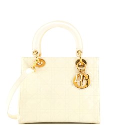 Vintage Lady Dior Bag Cannage Quilt Glazed Calfskin Medium