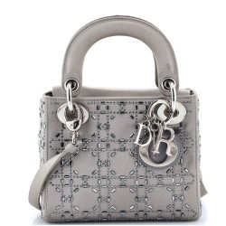 Lady Dior Bag Crystal Embellished Cannage Quilt Satin Mini