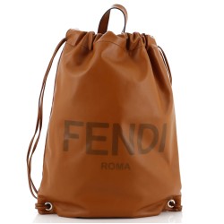 Logo Drawstring Backpack Leather