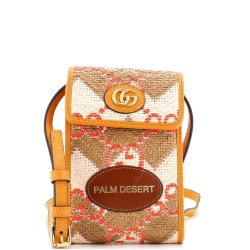 Destination Phone Flap Crossbody Bag Straw Effect GG Raffia