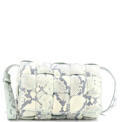Cassette Crossbody Bag Padded Maxi Intrecciato Python Embossed Leather