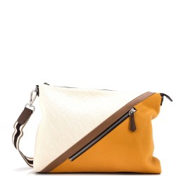 Front Zip Messenger Zucca Jacquard with Leather Large