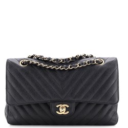 Classic Double Flap Bag Chevron Caviar Medium