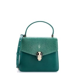 Serpenti Forever Top Handle Bag Leather and Stingray Small