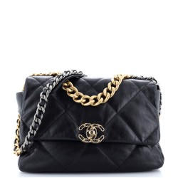 19 Flap Bag Quilted Leather Large