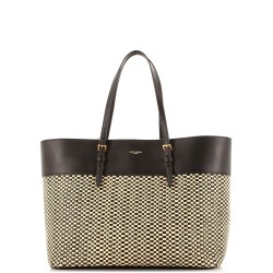 Shopper Tote Leather and Raffia