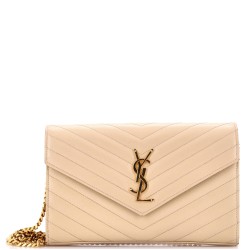Classic Monogram Wallet on Chain Matelasse Chevron Leather Medium