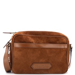 Front Pocket Messenger Bag Suede and Leather