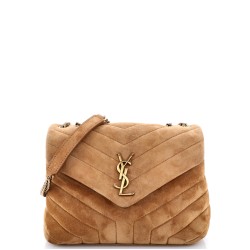 Loulou Shoulder Bag Matelasse Chevron Suede Small