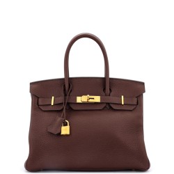 Birkin Handbag Havane Clemence with Gold Hardware 30
