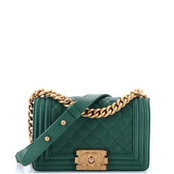 Boy Flap Bag Quilted Caviar Small
