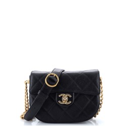 Moon Flap Messenger Bag Quilted Caviar Mini