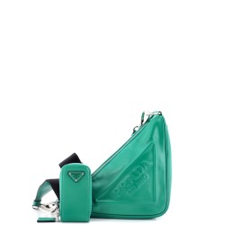 Triangle Logo Zip Crossbody Bag Leather Small