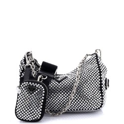 Re-Edition 2005 Shoulder Bag Crystal Embellished Satin Small