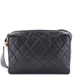 Vintage Diamond CC Shoulder Bag Quilted Caviar Large
