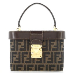 Vintage Lock Top Handle Vanity Bag Zucca Canvas Small