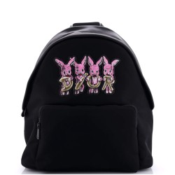 Front Pocket Zip Backpack Embroidered Nylon Medium