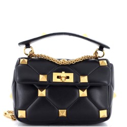 Roman Stud Flap Bag Quilted Leather Small
