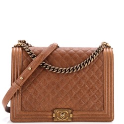 Boy Flap Bag Quilted Caviar Large
