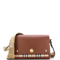 Note Crossbody Bag Leather with Vintage Check Canvas Medium