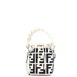 Woven Handle Mon Tresor Bucket Bag Zucca Embroidered Canvas Mini