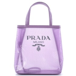 Logo Open Tote Sequined Mesh Small
