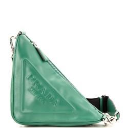 Triangle Logo Zip Crossbody Bag Leather Small