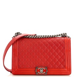 Boy Flap Bag Quilted Goatskin with Patent New Medium