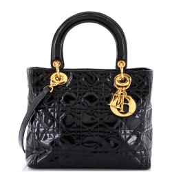 Vintage Lady Dior Bag Cannage Quilt Patent Medium