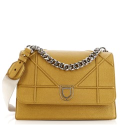 Diorama Chain Satchel Grained Leather Large