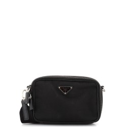 Brique Camera Crossbody Bag Re-Nylon with Saffiano Leather Small