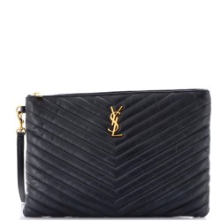 Classic Monogram Wristlet Pouch Matelasse Chevron Leather Medium