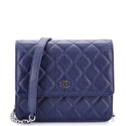 Square Wallet on Chain Quilted Caviar