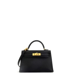 Kelly Mini II Bag Noir Epsom with Gold Hardware 20