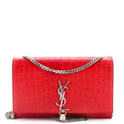 Classic Monogram Tassel Crossbody Bag Crocodile Embossed Leather Medium