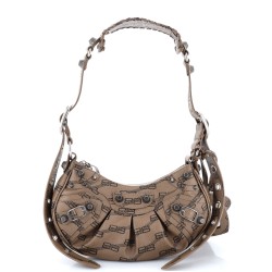 Le Cagole Giant Studs Shoulder Bag BB Monogram Coated Canvas XS
