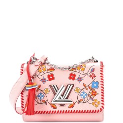 Twist Handbag Limited Edition Flower Embellished Epi Leather with Whipstitch Details MM