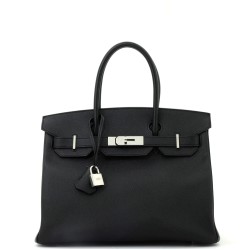Birkin Handbag Noir Epsom with Palladium Hardware 30