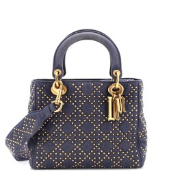 Supple Lady Dior Bag Cannage Studded Denim Medium