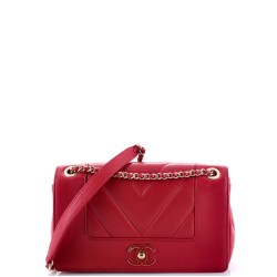 Mademoiselle Vintage Flap Bag Chevron Sheepskin Small