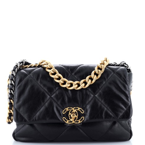 19 Flap Bag Quilted Leather Large