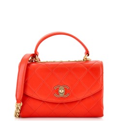 Trendy Spirit Top Handle Bag Quilted Lambskin Small