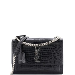 Sunset Crossbody Bag Crocodile Embossed Leather Medium
