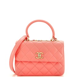 Trendy CC Top Handle Bag Quilted Lambskin with Enamel Small