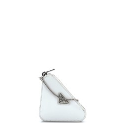 Triangle Pouch Bag with Chain Brushed Leather Mini