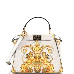 x Versace Fendace Peekaboo Bag Printed Zucca Leather Mini