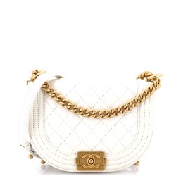 Boy Curved Messenger Bag Quilted Caviar Small