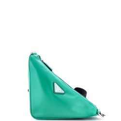 Triangle Logo Zip Crossbody Bag Soft Leather Small