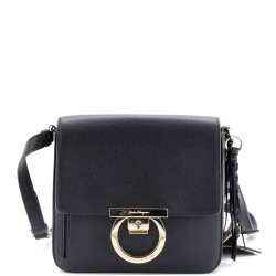Tassel Gancini Lock Flap Shoulder Bag Leather Medium